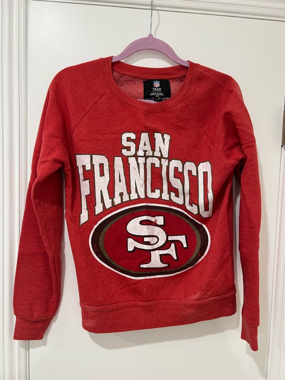 NFL Red 49ers Crewneck Sweatshirt with Logo